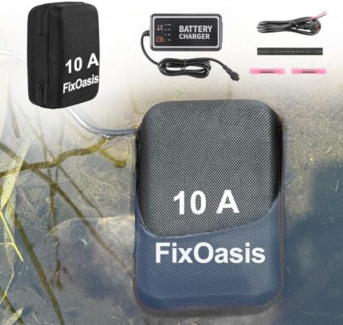 10Ah High-Capacity Fish Finder Battery and Charger Kit,Compact & Portable for Kayak,Compatible with GPS,Fish Finders,and Most 12V Electronics,with a Reusable Lifespan of at Least 5 Years