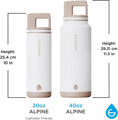 GROSCHE Alpine Flip 'N Sip 16oz Insulated Water Bottle - Stainless Steel, Leakproof Flask with Straw - Perfect for Gym, Travel, Sports & Outdoor Use, Canadian Brand! - 16 fl. oz, Scuba Blue