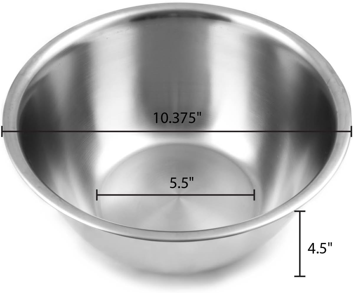 Fox Run Large Mixing Bowl, 10.25 x 10.25 x 5.25 inches, Metallic