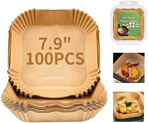 GOFFUGT Air Fryer Disposable Paper Liner,100PCS Round Airfryer Paper Liners,9" Natural Parchment Paper for Air Fryer Oil-Proof Water-Proof,Food Grade Parchment for AirFryer,Steamer,Microwave Etc