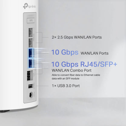 TP-Link Deco BE11000 Tri-Band WiFi 7 Mesh (Deco BE65 Pro) - 11 Gbps, 6 GHz/5 GHz/2.4 GHz Bands, 5 Gbps Ports, MLO, 320 MHz Channels, HomeShield, Universal Compatibility - 2-Pack