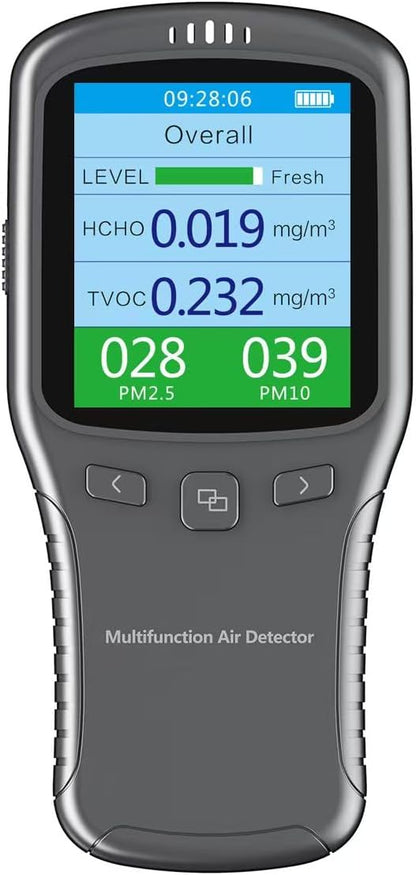 Air Quality Tester, 8 in 1 Air Quality Monitor Indoor，Formaldehyde Detector, voc Meter, Detect Indoor HCHO,TVOC,AQI,PM2.5,PM10,PM1.0,Temperature and Humidity Tester (Black)