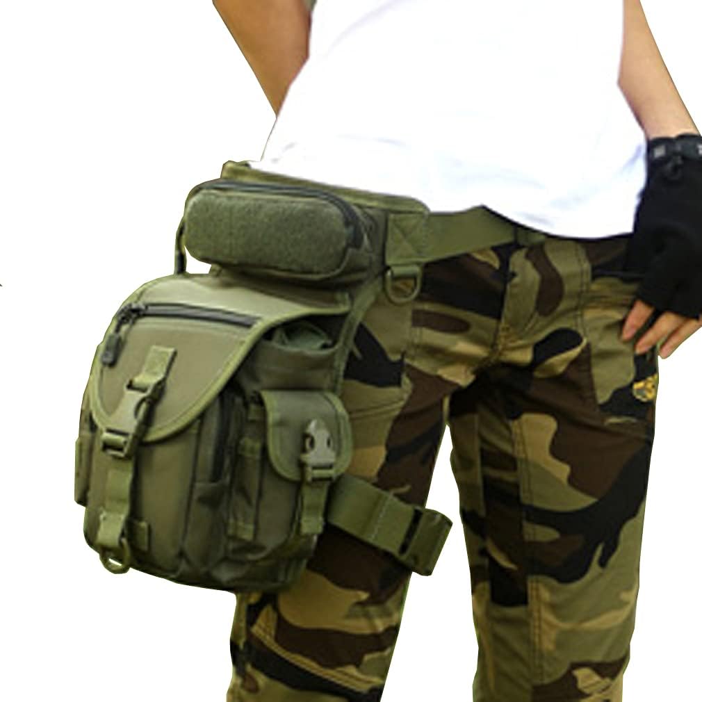 Motorcycle Drop Leg Bag Nylon Waist Pack for Men Women Travel Hiking Tactical Cycling Bike Ride Riding Crossbody Shoulder Fanny Pouch