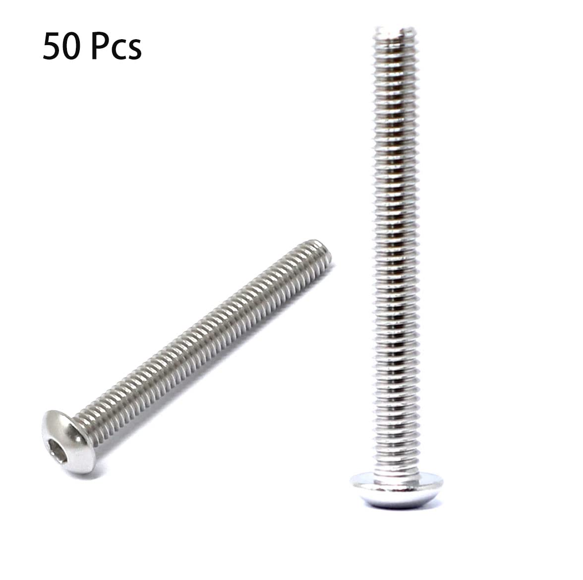 iexcell 50 Pcs M6 x 20mm Thread Pitch 1 mm Stainless Steel 304 Hex Socket Button Head Cap Screws Bolts Kit