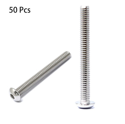 iexcell 50 Pcs M6 x 20mm Thread Pitch 1 mm Stainless Steel 304 Hex Socket Button Head Cap Screws Bolts Kit