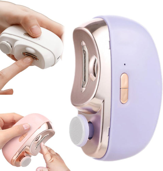 3 in 1 Electric Automatic Nail Clippers with Polishing, Safe Nail Trimmer with 2 Adjustable Speeds, Baby Nail Cutter, USB Rechargeable Electric Nail Clippers for Seniors, Adults, Children (Purple)