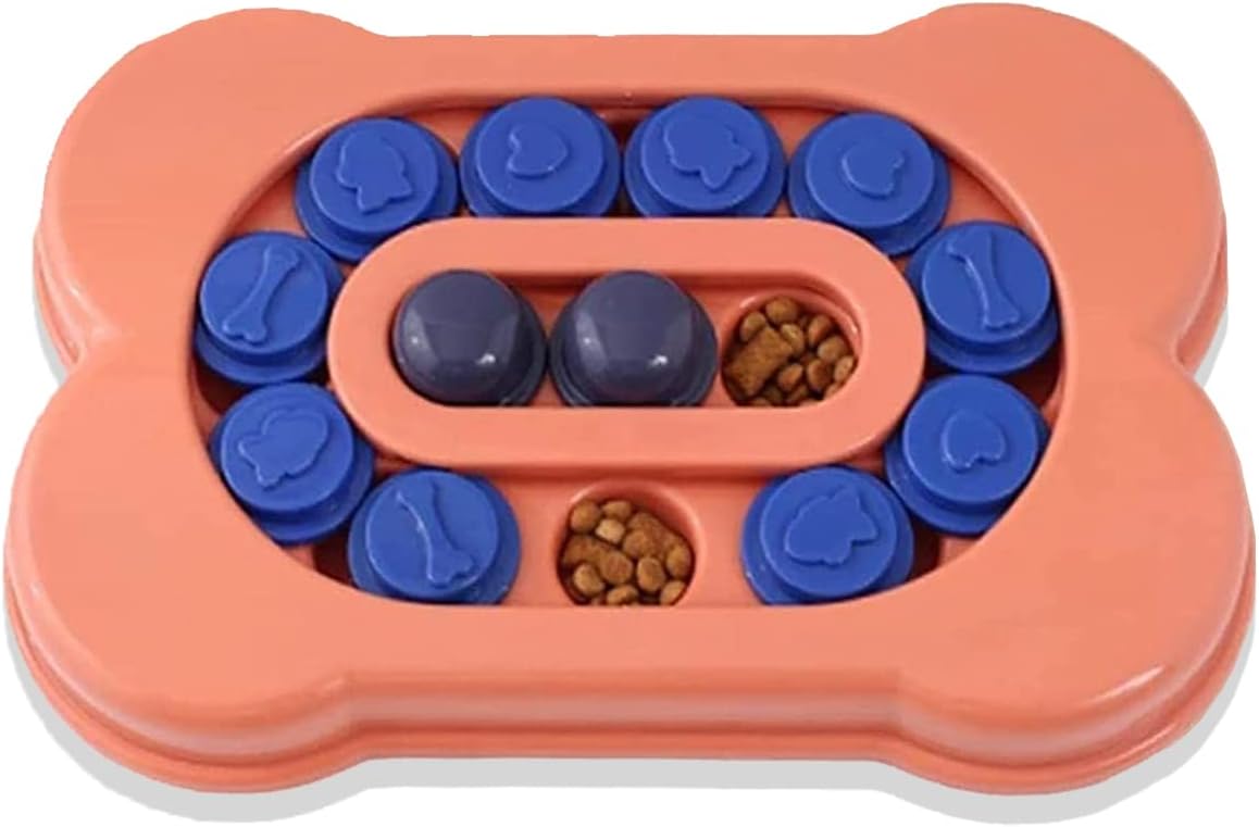 PetVogue Dog Slow Feeder Bowl, Puzzle Toy for Dispensing Treats, Pet Play Toys Game for Training IQ and Feed, Interactive Food Bowls Dispenser for Small, Medium, Large - Orange