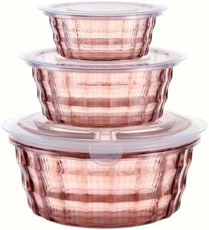 Taiuloo Set of 3 Food Storage Containers with Lids & Handle, BPA Free Plastic Meal Prep & Salad Bowl Containers To Go for Lunch, Salad Serving Bowls for Snack, Fruit, Veggie, Blue