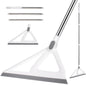 Rubber Squeegee Broom for Pet Hair, Magic Broom Sweeping Water, Multifunction Scraping Silicone Broom, Long Handle Squeegee for Floor, Wall, White, 1-Pack & 1 * Broom Head Replacement