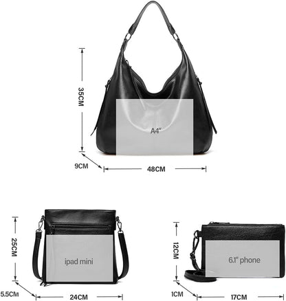 Ashioup Hobo Bags for Women Soft PU Leather Shoulder Bag Vintage Slouchy Handbag with Zipper