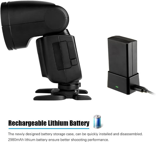 Godox V1C Professional Camera Flash Speedlite Speedlight Round Head Wireless 2.4G Replacement for Canon EOS Series 1500D 3000D 5D Mark LLL 5D Mark ll for Wedding Portrait Studio Photography - PuriLite