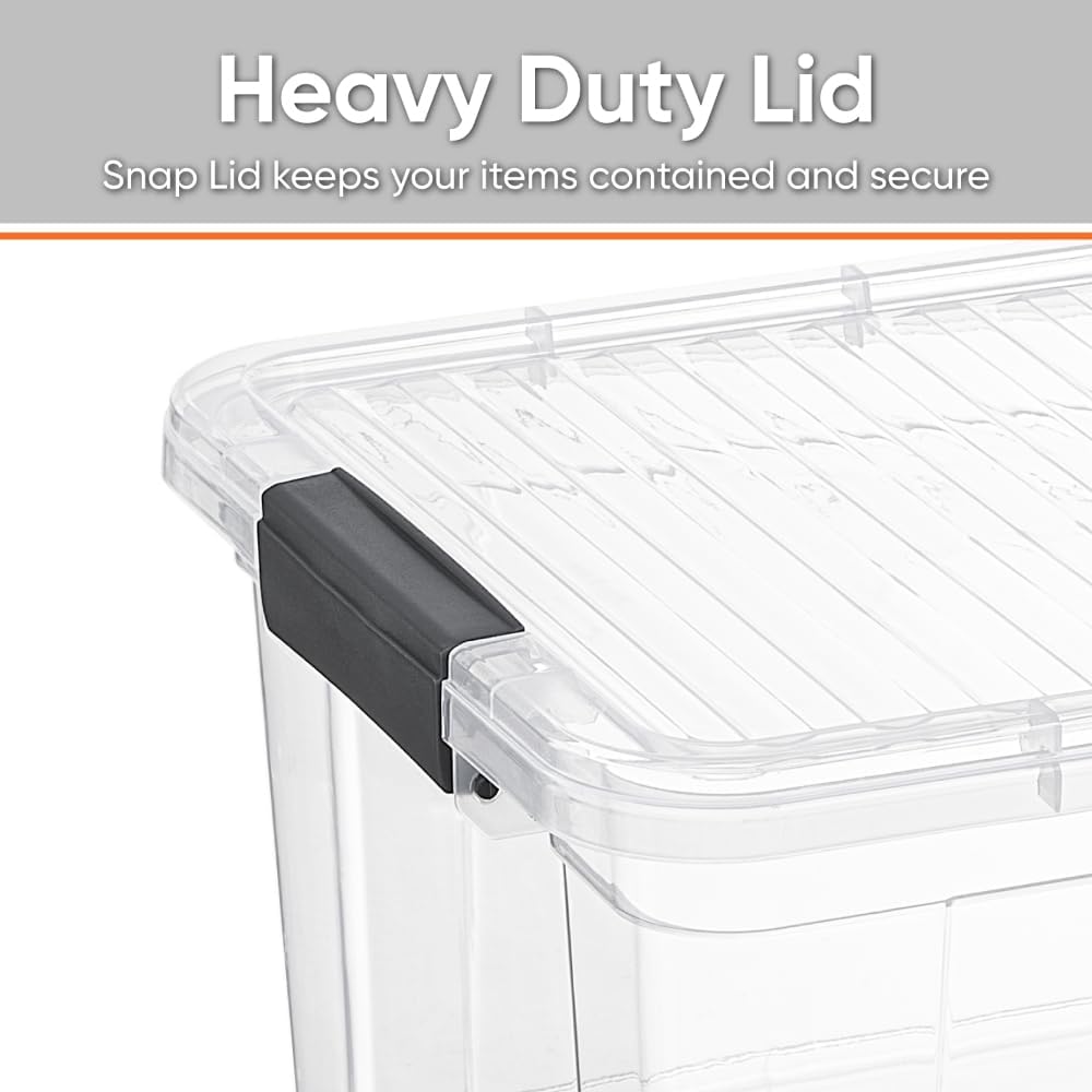 Superio Storage Bins with Lids- 3 Pack, 1.85 Qt Clear Boxes for Organizing, Stackable Plastic Containers- BPA Free, Non-Toxic, Odor Free, Organizer for Home, Office, Dorm
