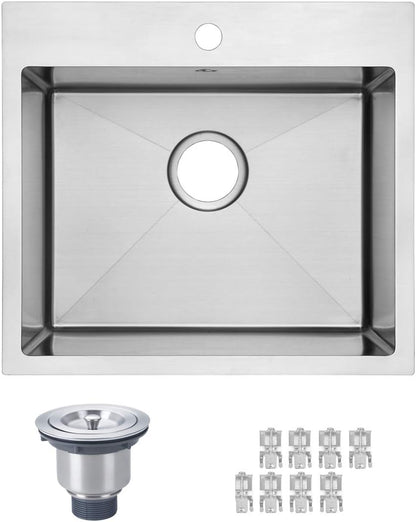 Yutong 16" x 20" Top-Mount/Drop in SS304 Stainless Steel Kitchen Black Sink Single Bowl Without Grid