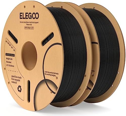 ELEGOO PLA Filament 1.75mm Black 1KG,3D Printer Filament Dimensional Accuracy +/- 0.02mm,1kg Cardboard Spool(2.2lbs) 3D Printing Filament Fits for Most FDM 3D Printers