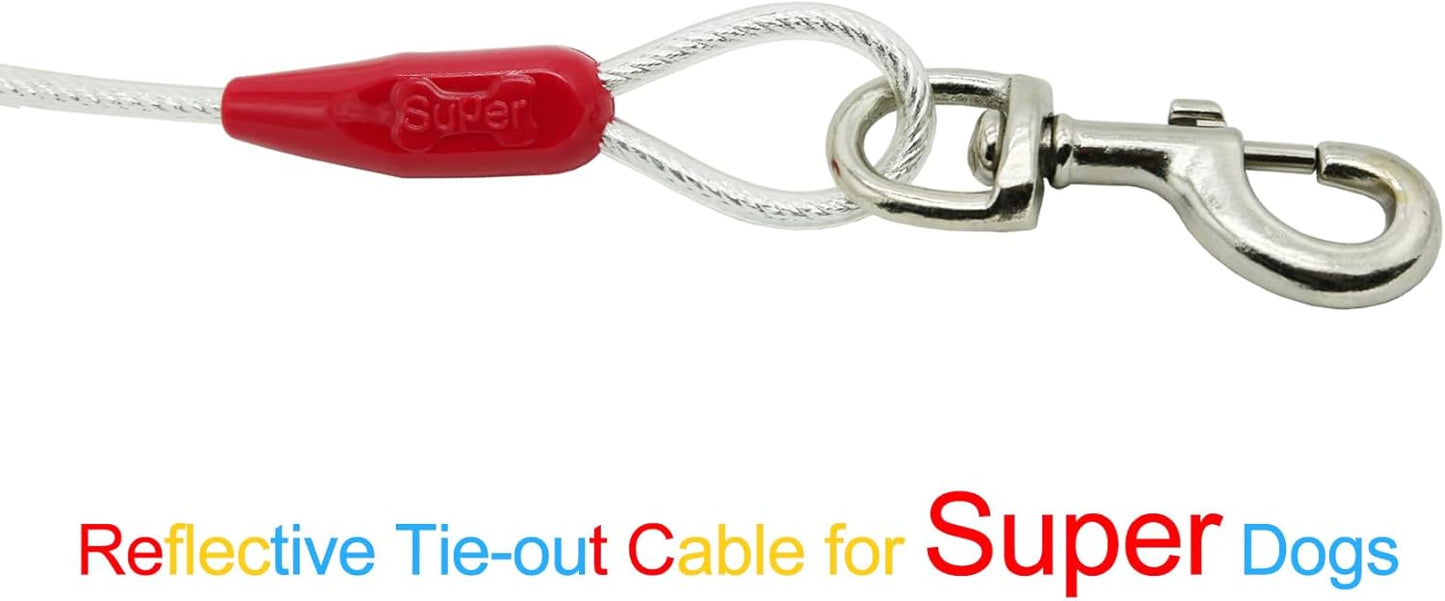 Petest 25ft Reflective Tie-Out Cable for Small Dogs Up to 35 Pounds