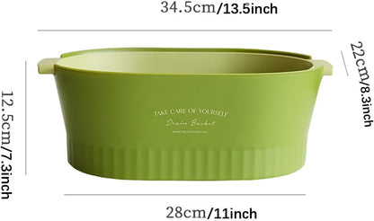 Kitchen Washbas Food Strainer Drain Basket Rotating Drainer Double-Layer Basin Vegetable Fruit Washing Strainer