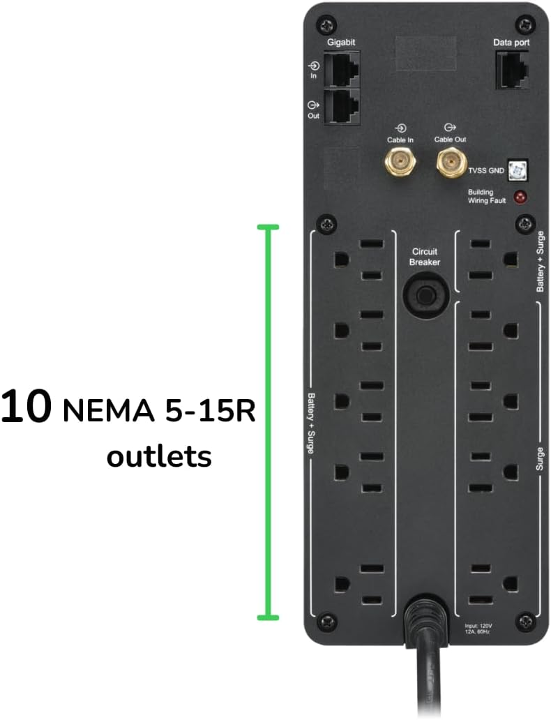 APC by Schneider Electric UPS, 1500VA Sine Wave UPS Battery Backup & Surge Protector, BR1500MS2 Backup Battery with AVR, (2) USB Charger Ports, Back-UPS Pro Uninterruptible Power Supply