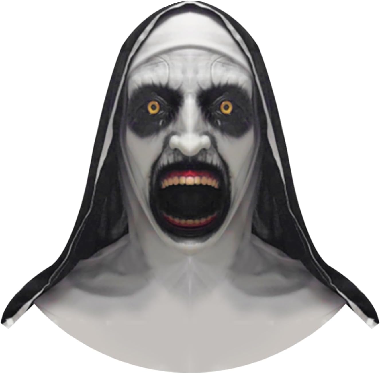 Halloween Mask with Hat Scary Nun Mask Creepy Full Head Realistic Mask Female Ghost Devil Full Head Mask Halloween Cosplay