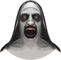 Halloween Mask with Hat Scary Nun Mask Creepy Full Head Realistic Mask Female Ghost Devil Full Head Mask Halloween Cosplay