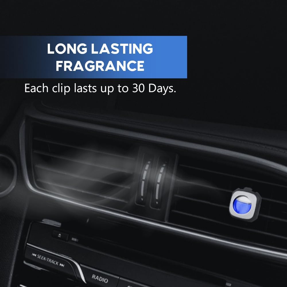 Air Jungles New Car Scent Car Air Freshener Clip, 6 Car Freshener Vent Clips, 4ml Each, Long Lasting Air Freshener for Car, Up to 180 Days Car Refresher Odor Eliminator