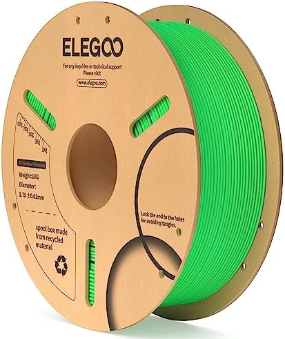 ELEGOO PLA Filament 1.75mm Black 1KG,3D Printer Filament Dimensional Accuracy +/- 0.02mm,1kg Cardboard Spool(2.2lbs) 3D Printing Filament Fits for Most FDM 3D Printers