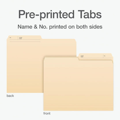 Pendaflex File Folders, 1/2 Cut Tab, Letter Size, Manila, Durable & Tear-Resistant File Organizers, 100/Box for Office, Home & School Filing Systems, Reversible & Eco-Friendly Design
