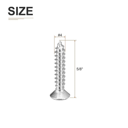 DTGN 100Pcs #6x1/2 Flat Head Wood Screws, 304 Stainless Steel Phillips Self Tapping Screws - Good for Woodworking, Furniture - Silver