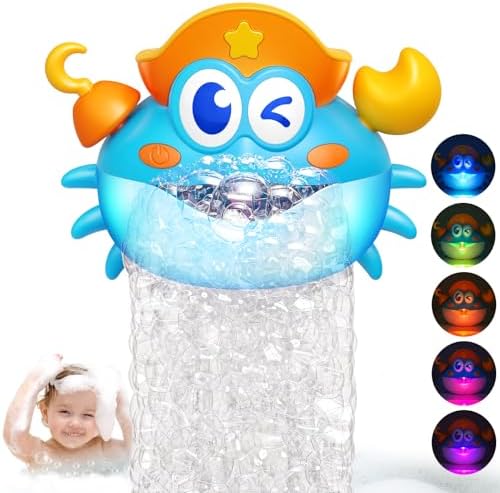 Bath Toys for Toddlers 1-3, vicia Bath Bubble Machine for Kids Age 3-5 Crab Bubble Bath Toys with Music & Light for 1 2 3 4 5 Year Old Boys Girls Light-Up Bathtub Toys for Babies Gifts