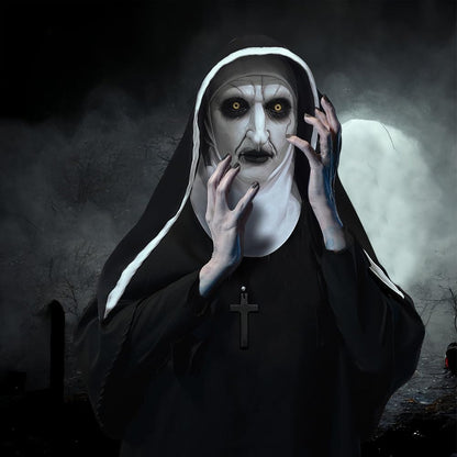 ACBAGI The Nun Mask Full Head Nun Scary Halloween Mask Costume Scary Nun Costume for Unisex Adults