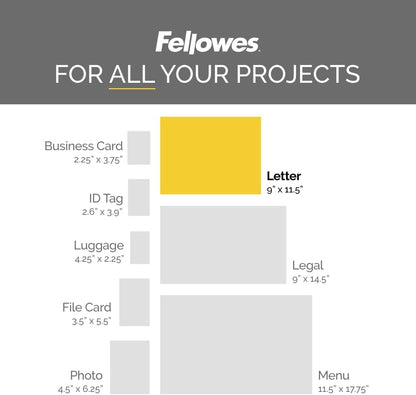 Fellowes Thermal Laminating Pouches, Letter Size Sheets 9 x 11.5-Inches, 3 mil, 200 Pack (5743401), Clear