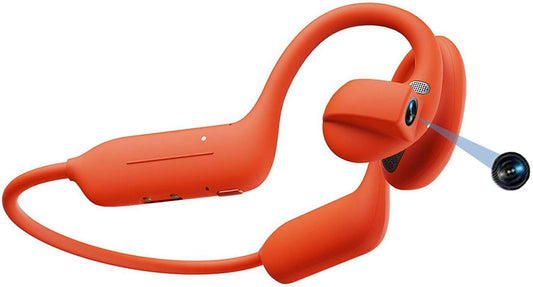 Ai Translation Open-ear Bone Conductions Headphones with Camera (orange) | Wireless Sports Headset, Smart Conversation, for Running Cycling