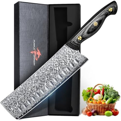 Purple Dragon Damascus Fish Fillet Knife - 7 inch Flexible Boning Knife with VG10 Core, Kitchen Slicing Knife with Full Tang Handle, Birthday Dad Mom Gift
