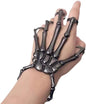 Skeleton Hand Bracelet with Ring Halloween Skull Bracelet Halloween Ghost Claw Bangle Ornament Flexible Alloy Skull Wristband for Party Cosplay 1PC