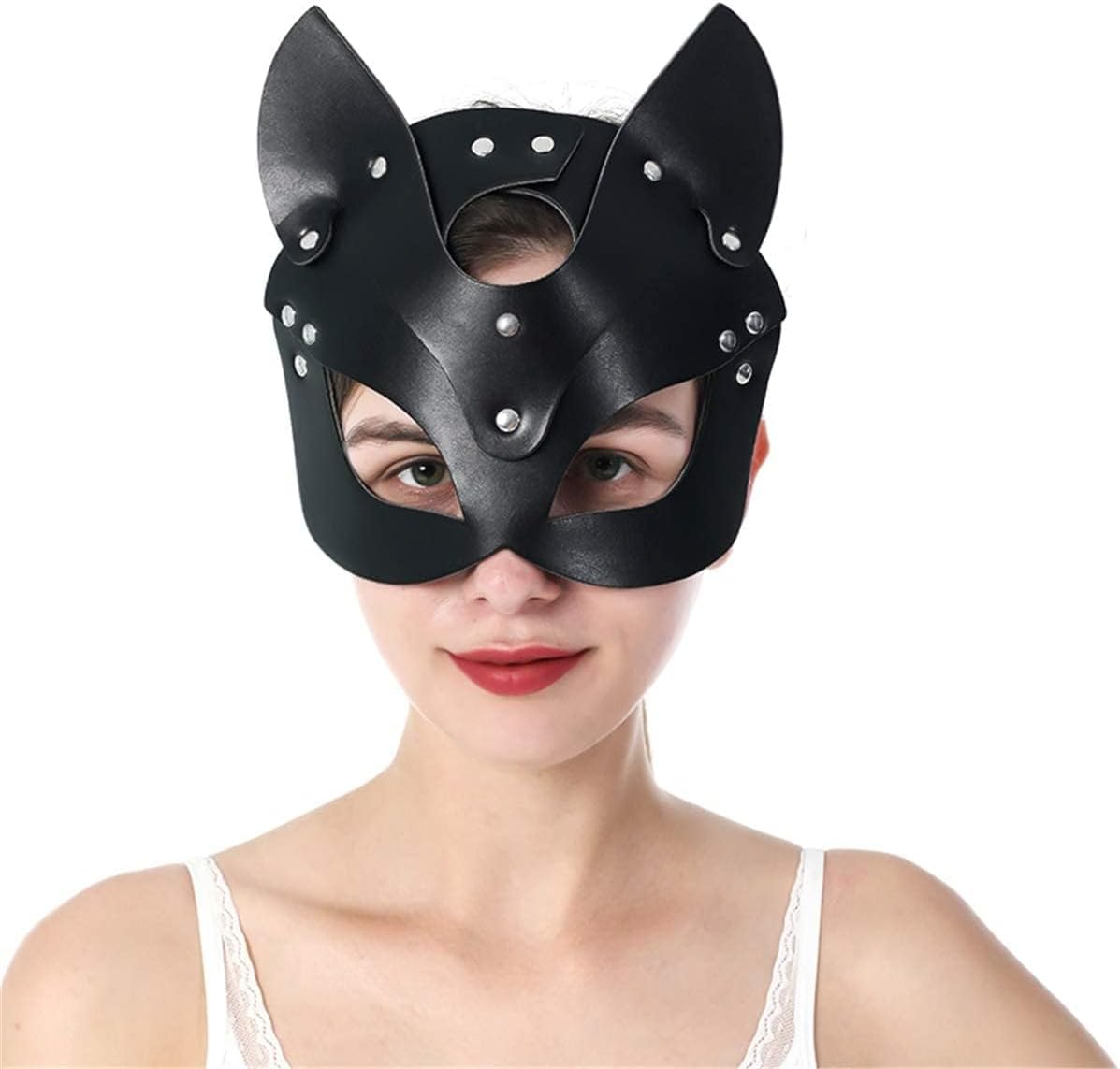 Women Leather Masks Masquerade Party Mask for Cosplay Halloween Costume Accessory