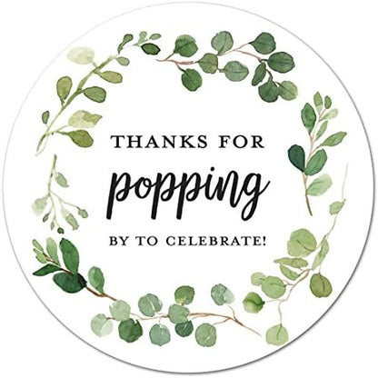 40 Thanks for Popping by! Popcorn Favor Stickers (Gold on White)