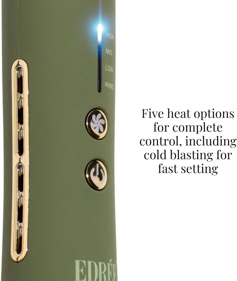 Edrée The Loulou 2-in-1 Airflow Hair Straightener & Curler | 1" Titanium Plates | 330°F to 450°F Heat Control with Cool Shot | 360 Swivel | Dual Voltage (Olive)