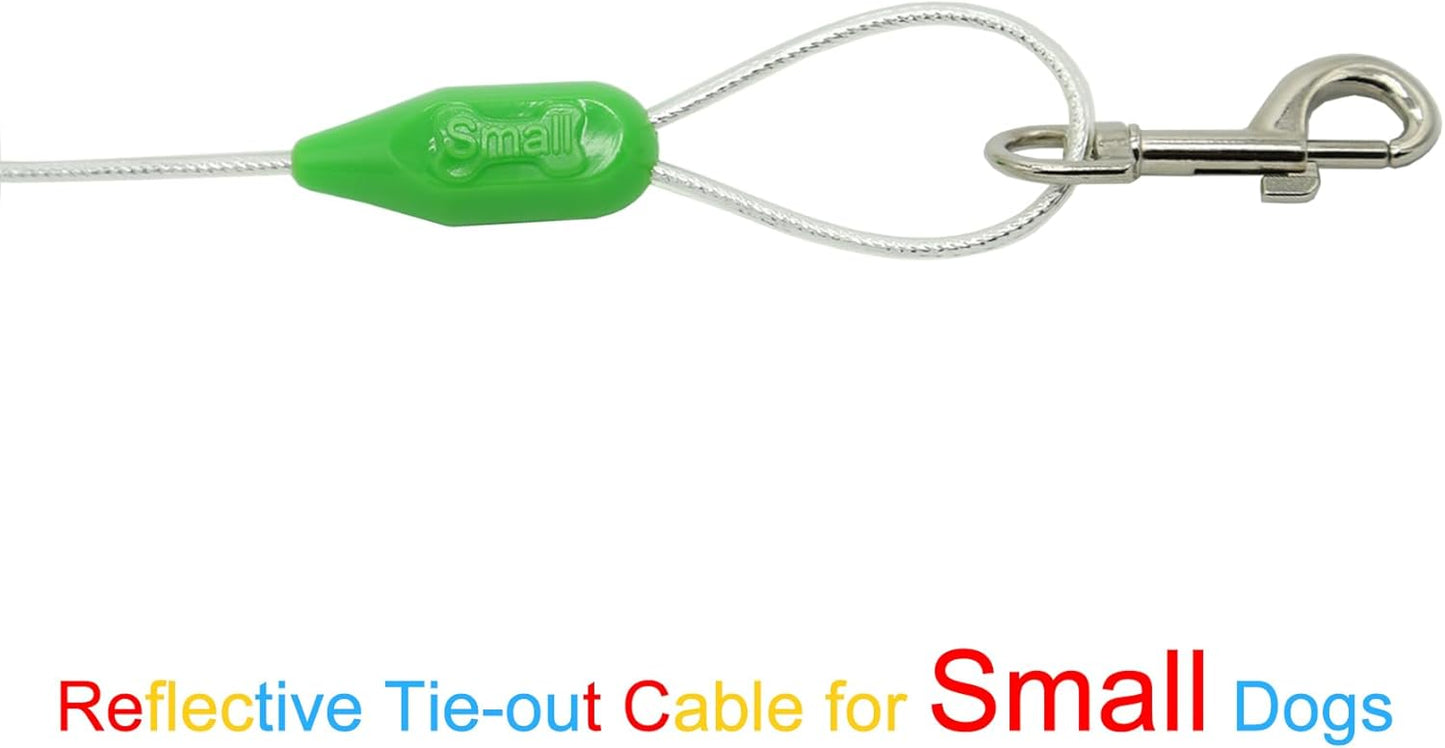 Petest 25ft Reflective Tie-Out Cable for Small Dogs Up to 35 Pounds