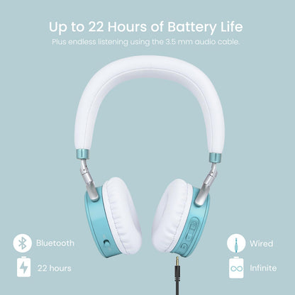 JuniorJam Plus Volume Limiting Headphones for Kids, Foldable & Adjustable Bluetooth Headphones, 22-Hour Battery Life USB-C Charging (Black)