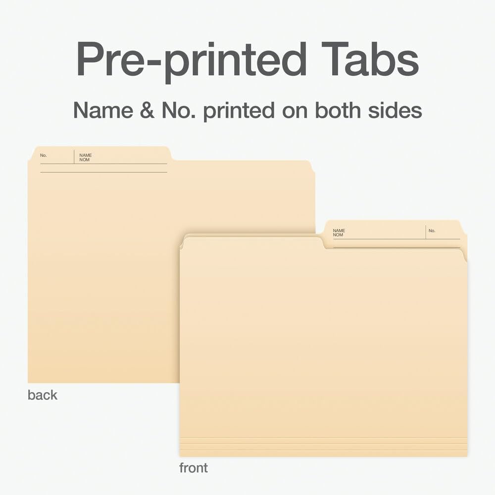 Pendaflex File Folders, 1/2 Cut Tab, Letter Size, Manila, Durable & Tear-Resistant File Organizers, 100/Box for Office, Home & School Filing Systems, Reversible & Eco-Friendly Design