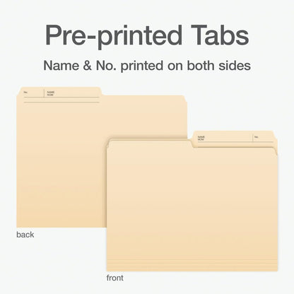 Pendaflex File Folders, 1/2 Cut Tab, Letter Size, Manila, Durable & Tear-Resistant File Organizers, 100/Box for Office, Home & School Filing Systems, Reversible & Eco-Friendly Design