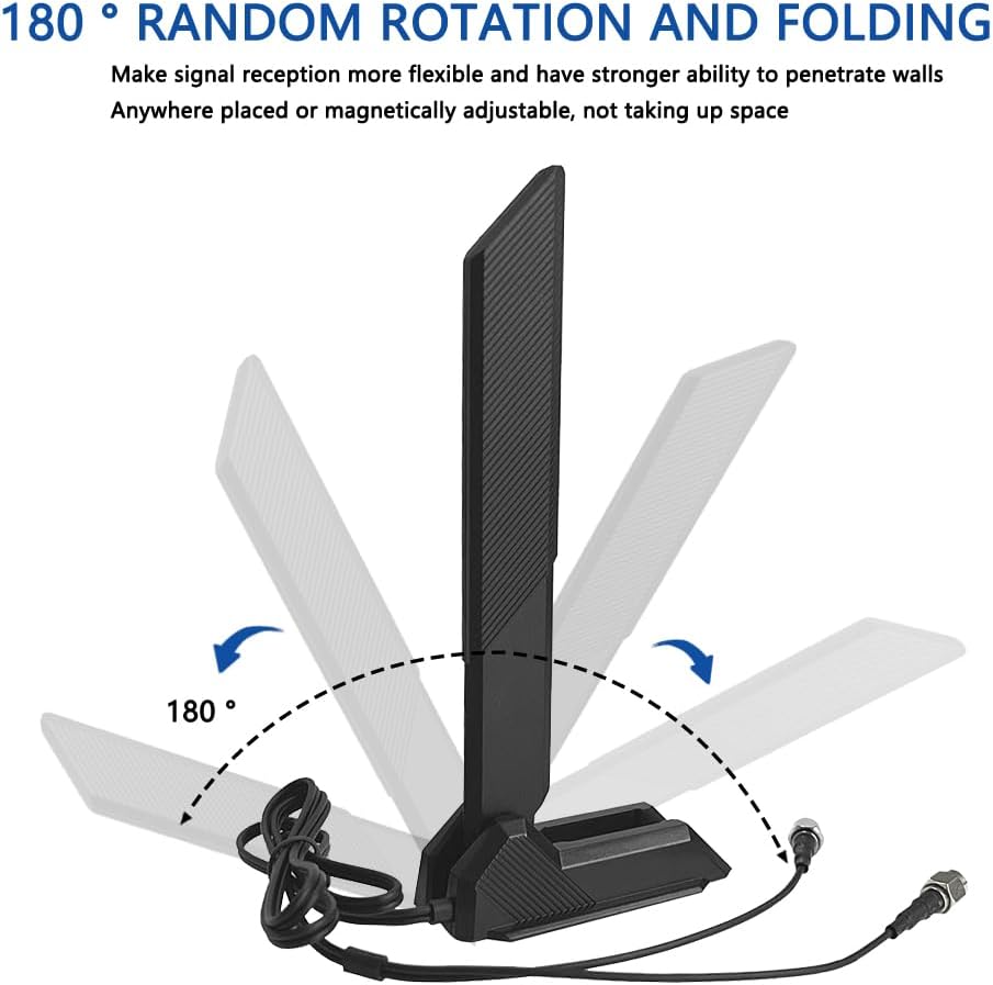 Gintai WiFi 6E Tri-Band Antenna 6GHz 5GHz 2.4GHz Magnetic Base with 2.6ft Extension Cable Gaming WiFi Antenna for PC Desktop Computer ASUS Rog Strix,B550 Motherboard,z790 Card 6E Card,WiFi Router Card