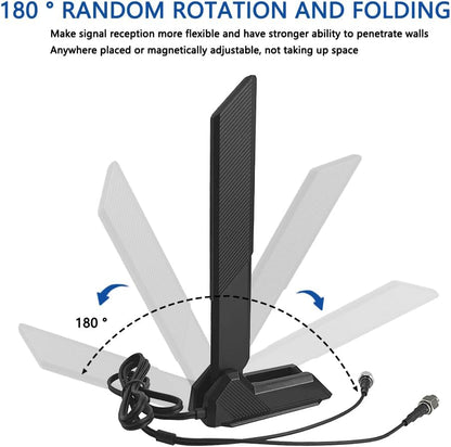 Gintai WiFi 6E Tri-Band Antenna 6GHz 5GHz 2.4GHz Magnetic Base with 2.6ft Extension Cable Gaming WiFi Antenna for PC Desktop Computer ASUS Rog Strix,B550 Motherboard,z790 Card 6E Card,WiFi Router Card