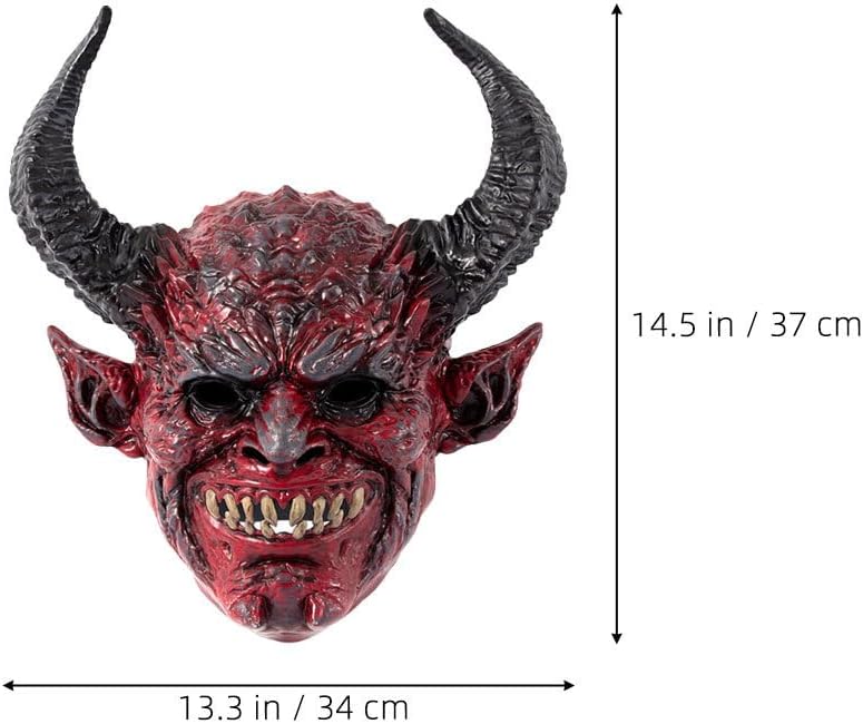 ULTECHNOVO Halloween Devil Horn Mask Scary Face Mask for Cosplay Parties Comfortable Openings Elastic Strap