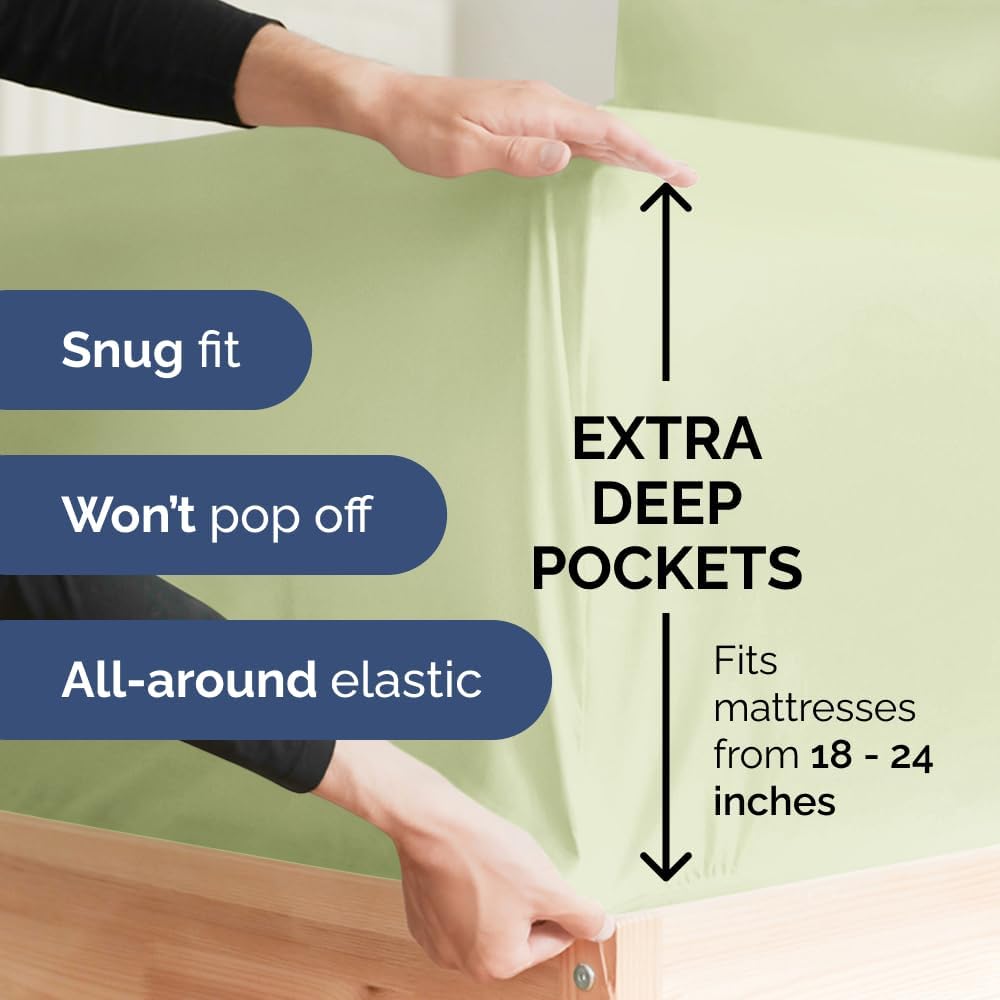 Extra Deep Queen Sheet Set - 6 Piece Breathable & Cooling Sheets - Hotel Luxury Bed Sheets Set - Easy & Secure Fit - Soft, Wrinkle Free & Comfy Sheets Set - White Sheet Set w/Extra Deep Pockets