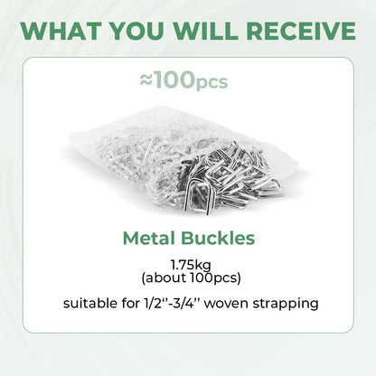 Flyrivergo 3/4" Heavy Duty Metal Wire Buckle for Woven Cord Strapping 100 Pack (Pack of 100)