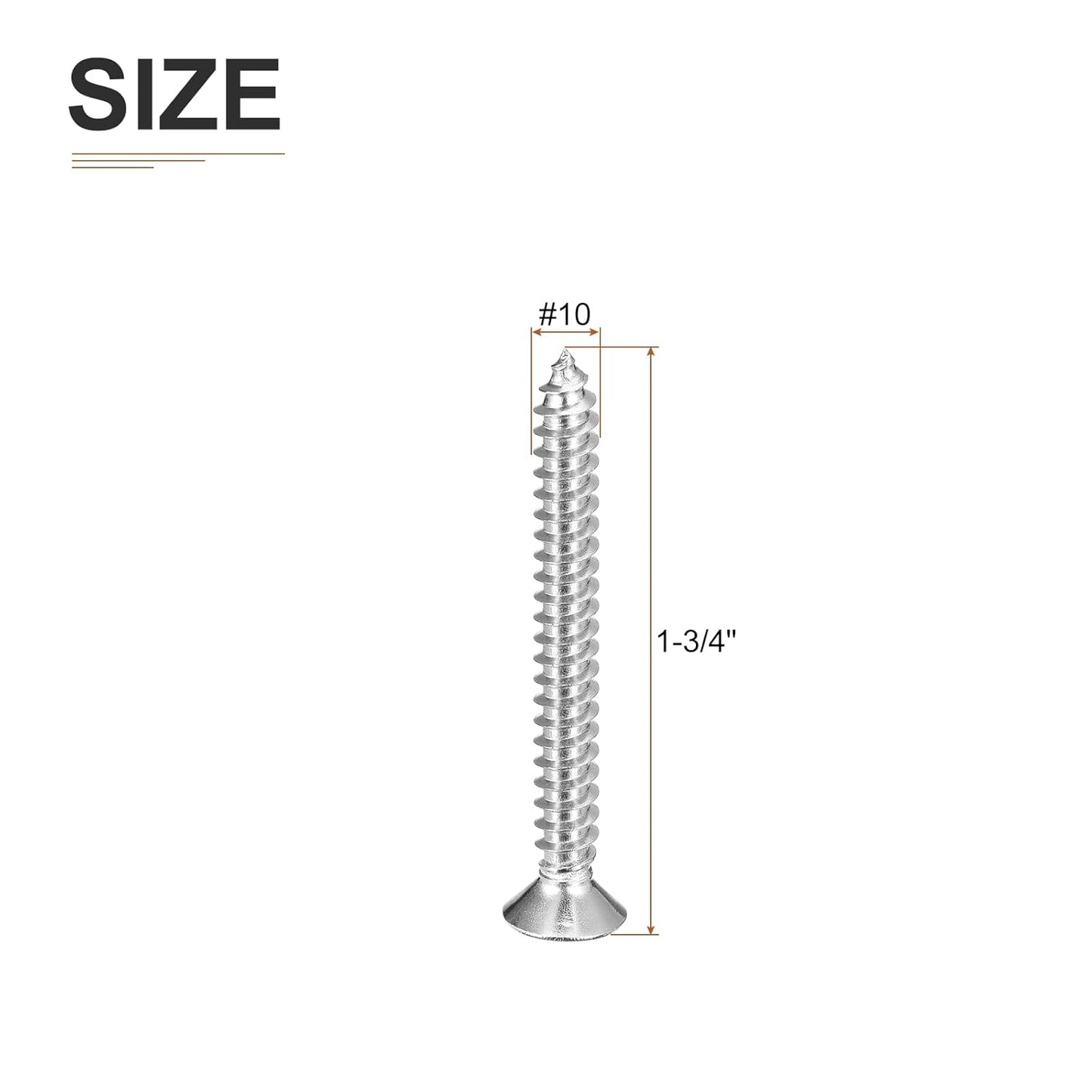 DTGN 100Pcs #8x1 Flat Head Wood Screws, 304 Stainless Steel Phillips Self Tapping Screws - Good for Woodworking, Furniture - Silver