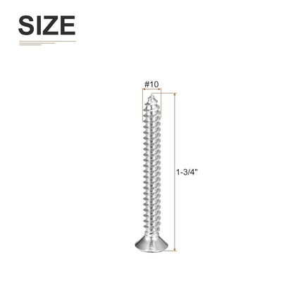 DTGN 100Pcs #8x1 Flat Head Wood Screws, 304 Stainless Steel Phillips Self Tapping Screws - Good for Woodworking, Furniture - Silver
