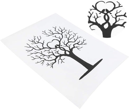 Wedding Fingerprint Tree, Canvas Signature Guestbook, Fingerprint Family Tree Kit with 6 Colors Inkpad, Fingerprint Guest Book for Wedding Birthday Party