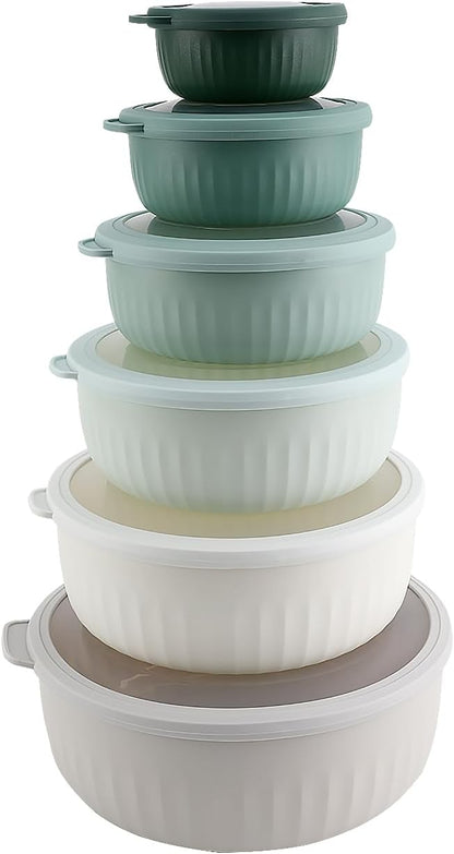 COOK WITH COLOR Prep Bowls with Lids- 8 Piece Nesting Plastic Small Mixing Bowl Set with Lids (Teal Ombre)
