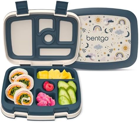 Bentgo Kids Prints (Unicorn) - Leak-Proof, 5-Compartment Bento-Style Kids Lunch Box - Ideal Portion Sizes for Ages 3 to 7 - BPA-Free and Food-Safe Materials